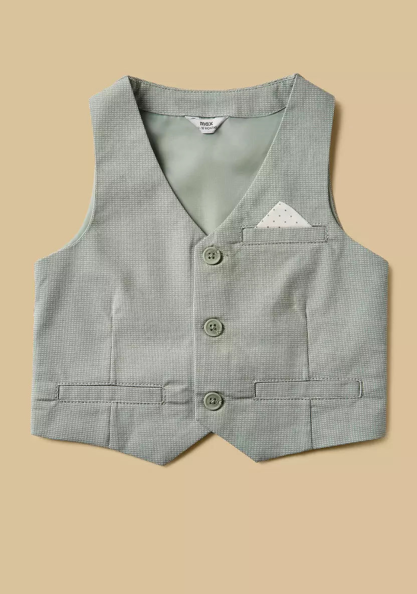 MAX - Checked Cotton Shirt with Waistcoat and Shorts