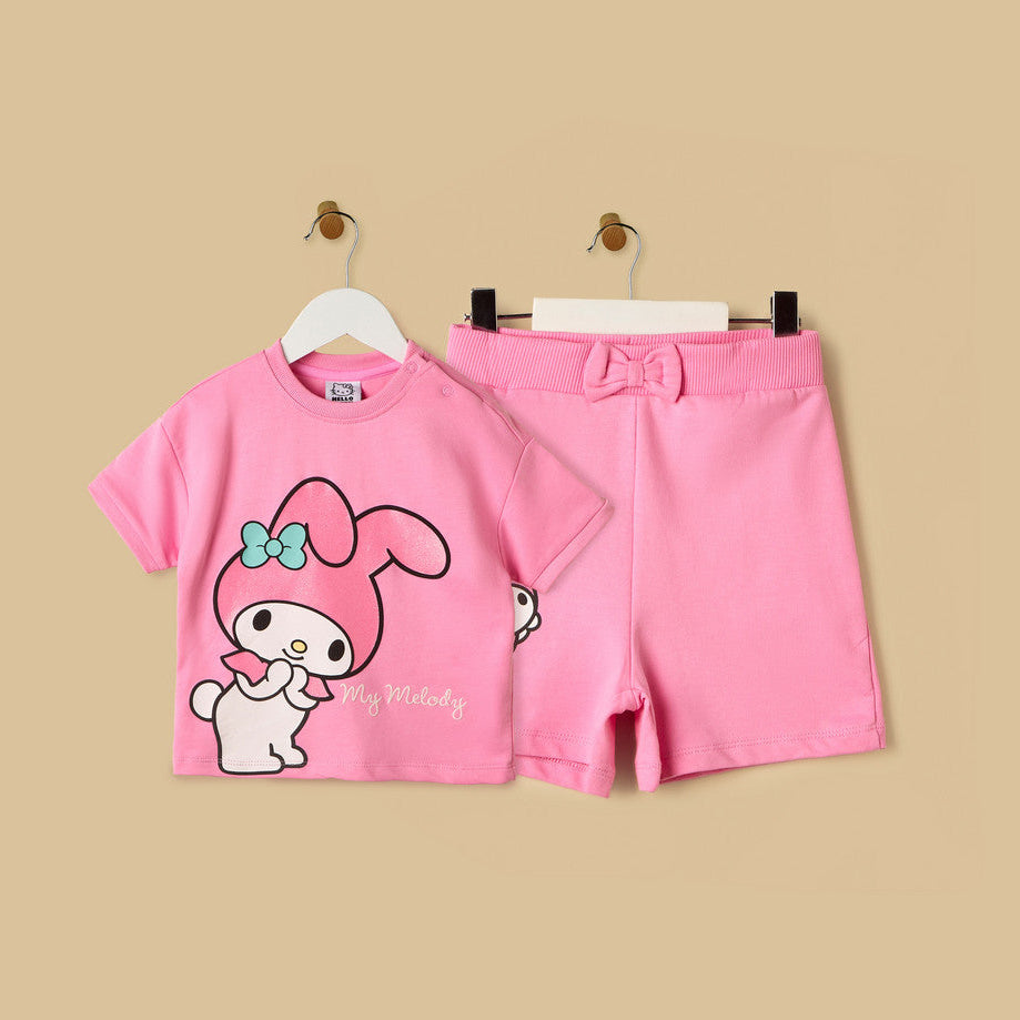 MAX-My Melody Print Cotton T-shirt and Shorts Set