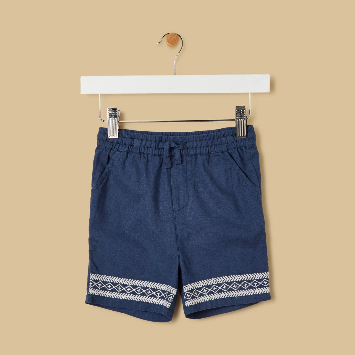 MAX-Embroidered Cotton Shirt and Shorts Set