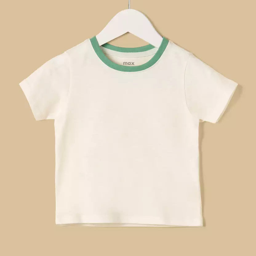 MAX-Striped Cotton Dungaree and T-shirt Set
