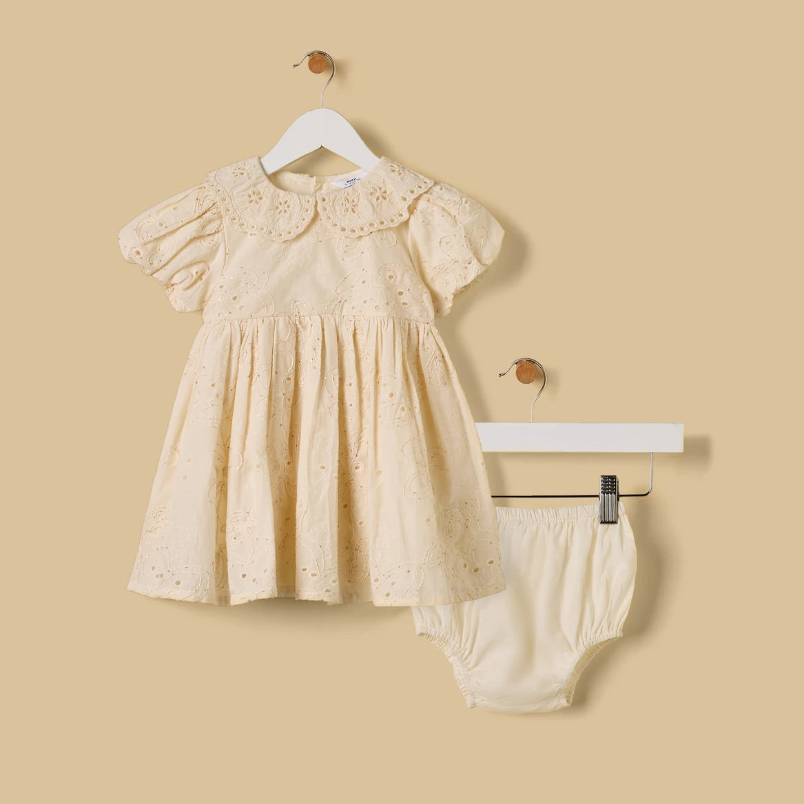 MAX-Embroidered Peter Pan Collar Dress with Bloomers