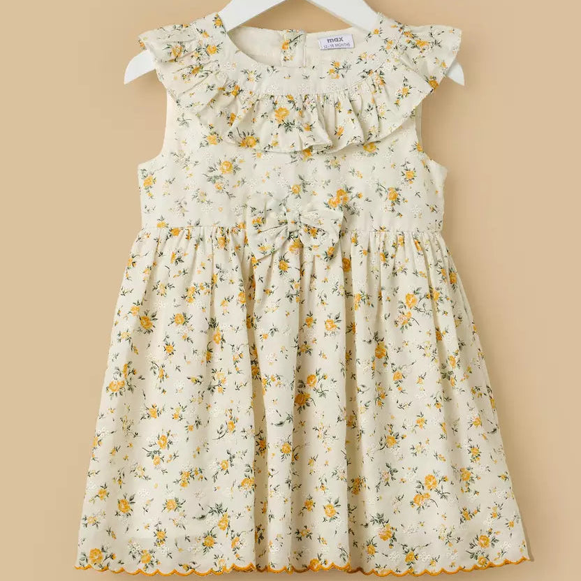 MAX-Floral Print Cotton Dress with Bloomers