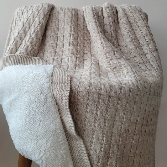 KNITTED DOUBLE SIDED SHERPA - baby blanket