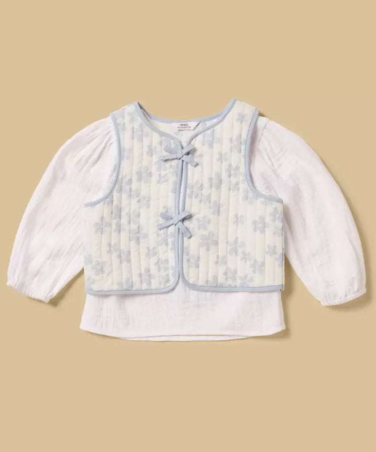 MAX-Floral Print Cotton Jacket with Top and Pants