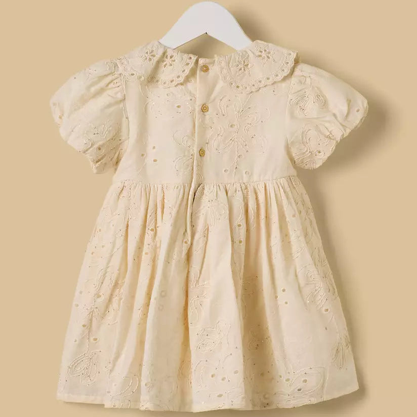MAX-Embroidered Peter Pan Collar Dress with Bloomers