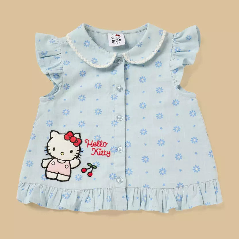 MAX-Hello Kitty Embroidered Top with Shorts and Cap