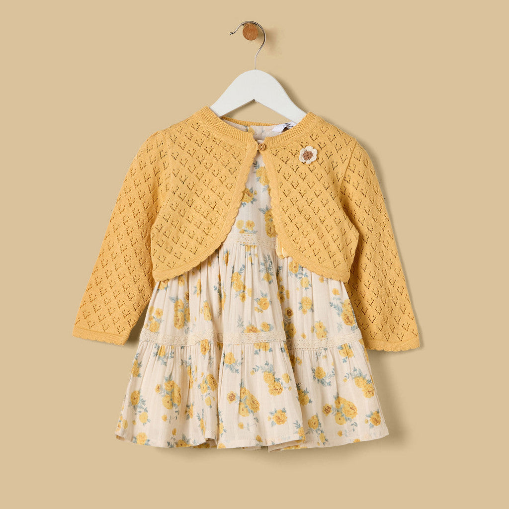 MAX-Floral Print Cotton Dress with Shrug