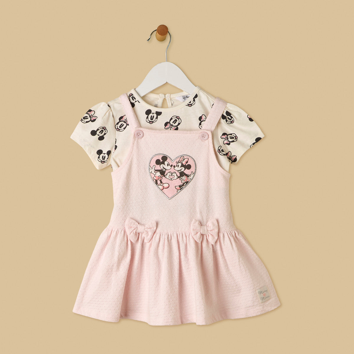 MAX-Minnie Mouse Print Cotton Top and Pinafore Set