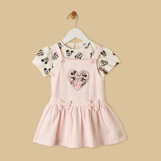 MAX-Minnie Mouse Print Cotton Top and Pinafore Set
