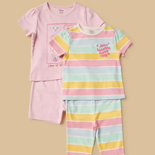 MAX-Pack of 2 - Printed Cotton Pyjama Set