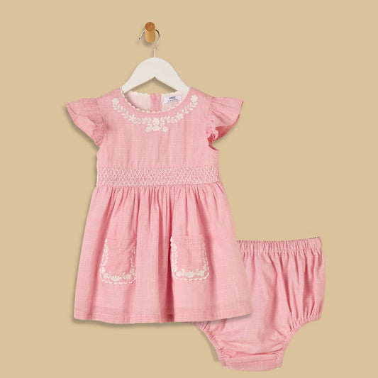 MAX-Checked Cotton Dress with Bloomers