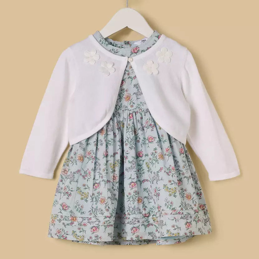 MAX-Floral Print Dress with Shrug