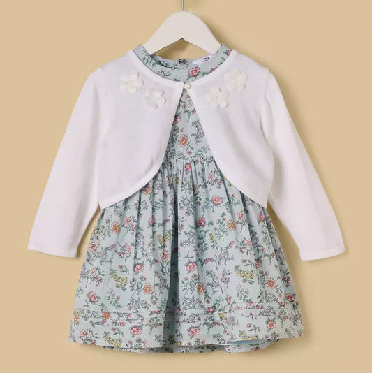 MAX-Floral Print Dress with Shrug