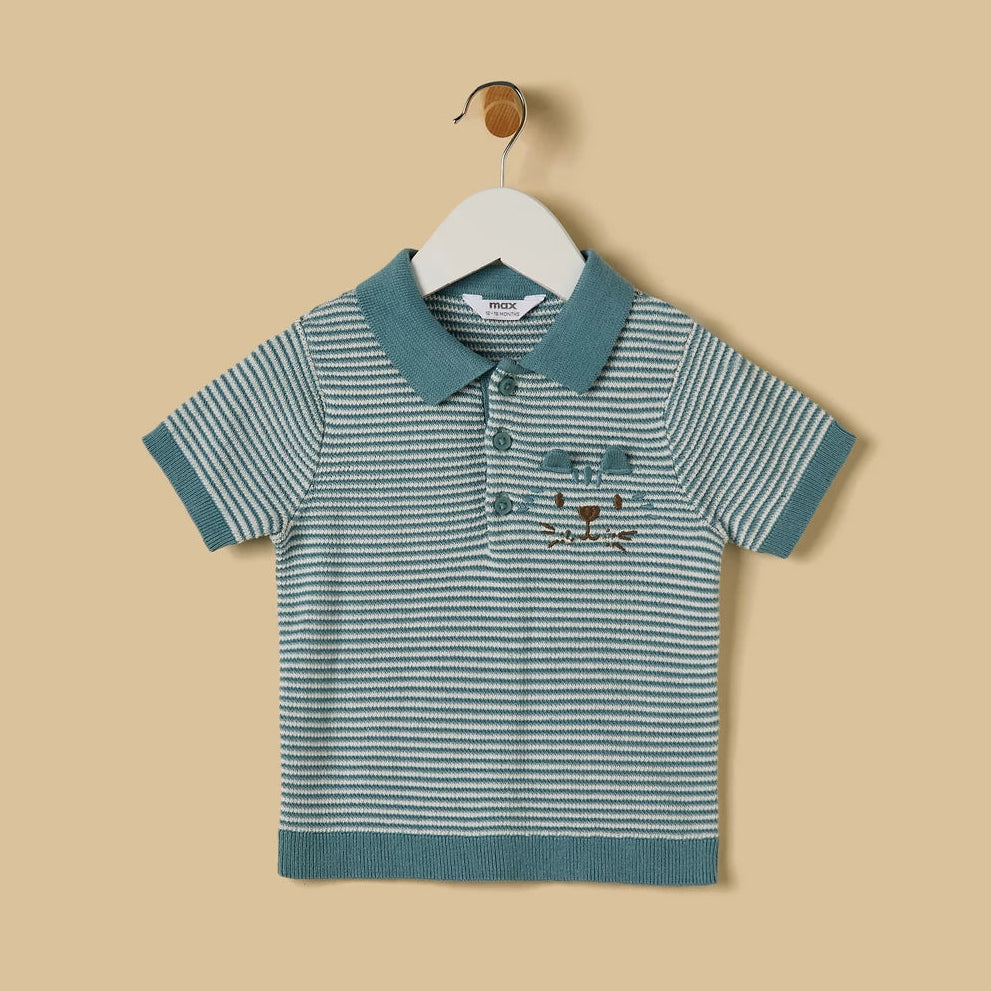 MAX - Striped Polo T-shirt with Pants and Suspenders