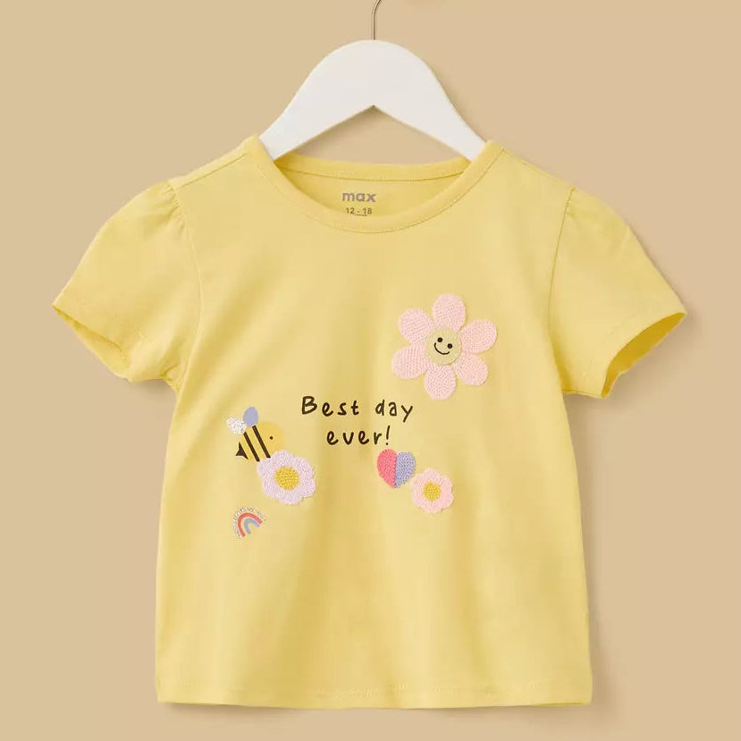 MAX-Floral Applique T-shirt
