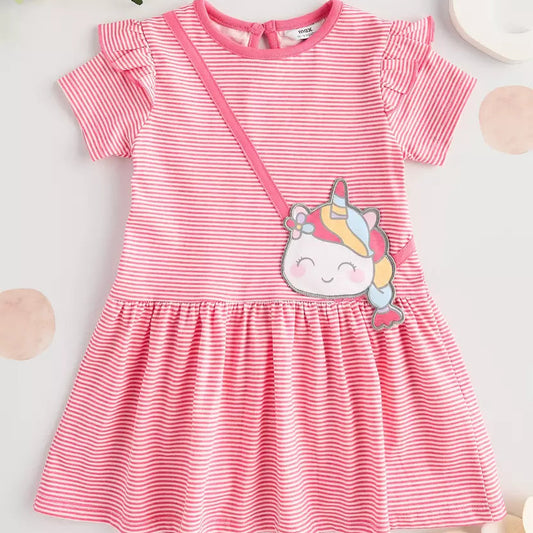 MAX-Unicorn Applique Drop Waist Dress