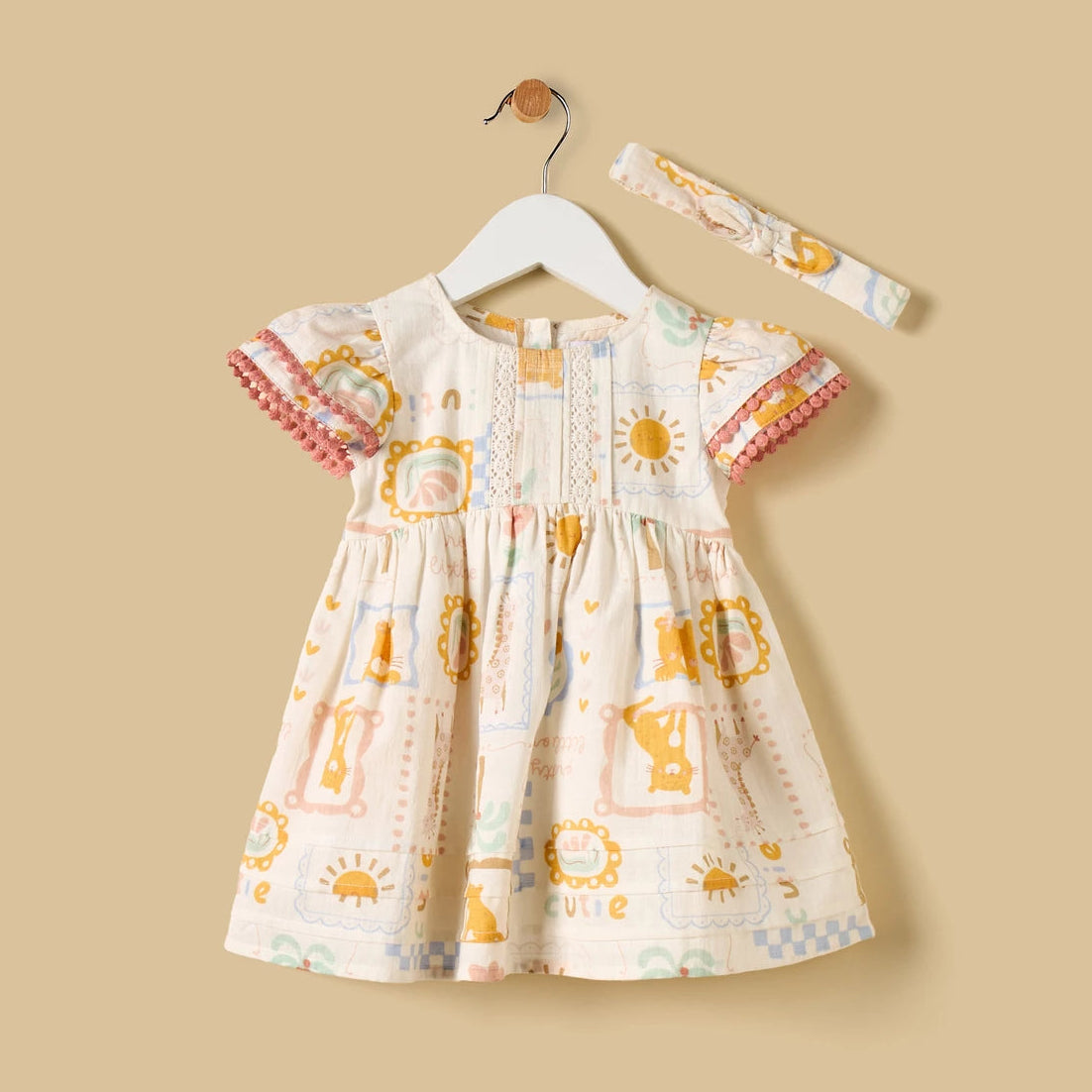 MAX-Printed Dress with Hairband