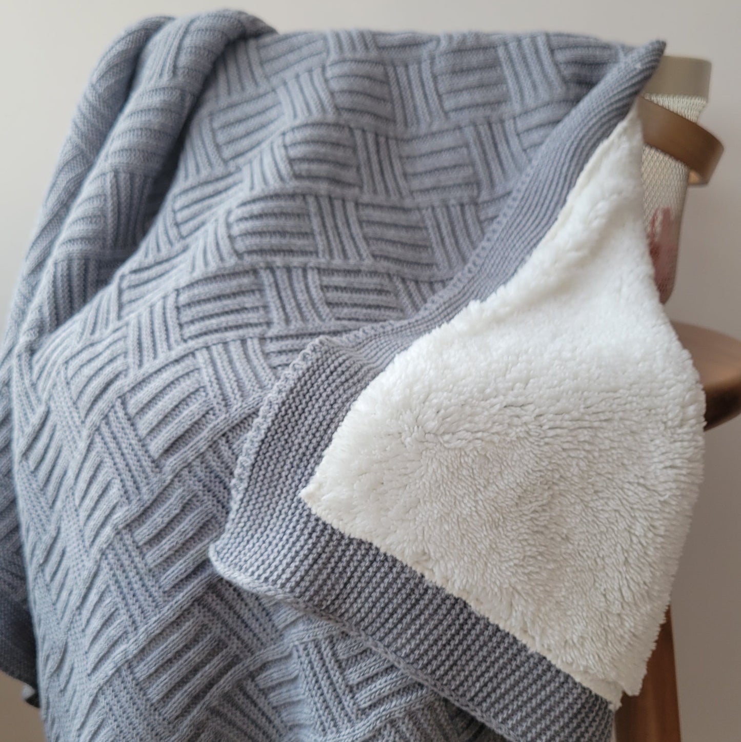 KNITTED DOUBLE SIDED SHERPA - baby blanket
