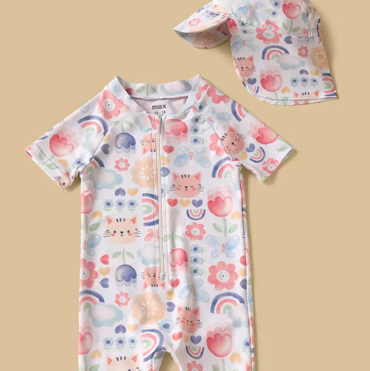 MAX-Printed Swimsuit with Hat