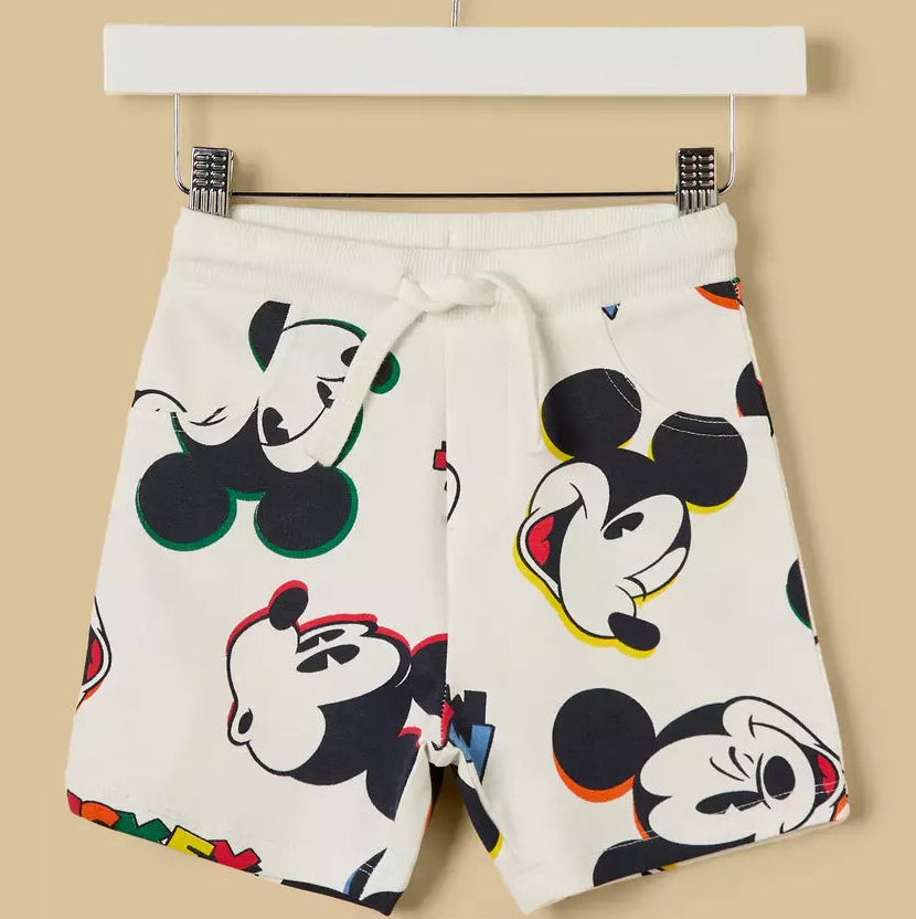 MAX-Mickey Mouse Print Cotton T-shirt and Shorts Set