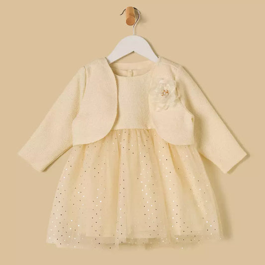 MAX-Floral Textured Dress with Bolero Jacket