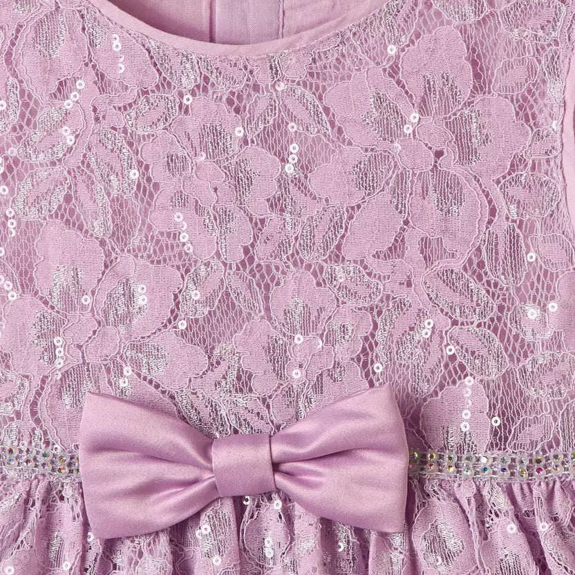 MAX-Lace Sequin Embellished Sleeveless Dress