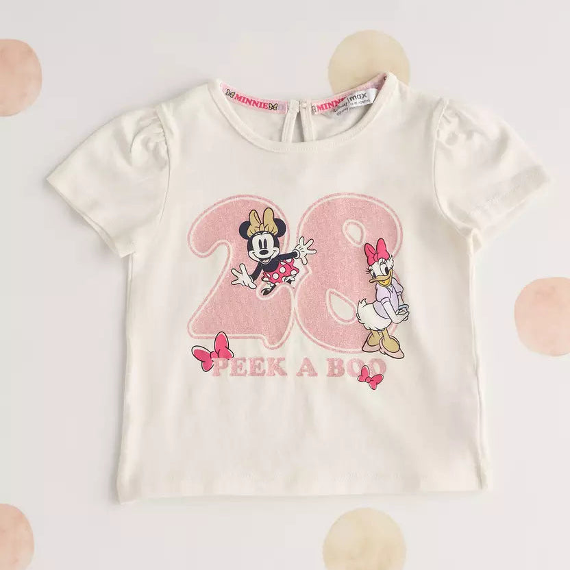 MAX-Minnie Mouse and Donald Duck Print T-shirt and Dungaree Set