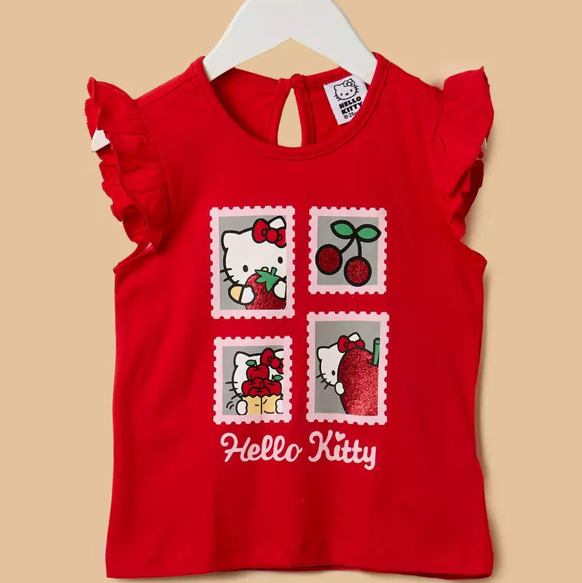 MAX-Hello Kitty Print Top and Short Leggings Set