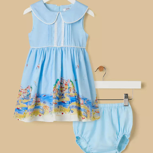 MAX-Graphic Print Sleeveless Dress with Bloomers